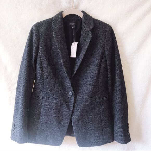 Ann Taylor Gray Petite One-Button Tailored Blazer - Picture 6 of 12